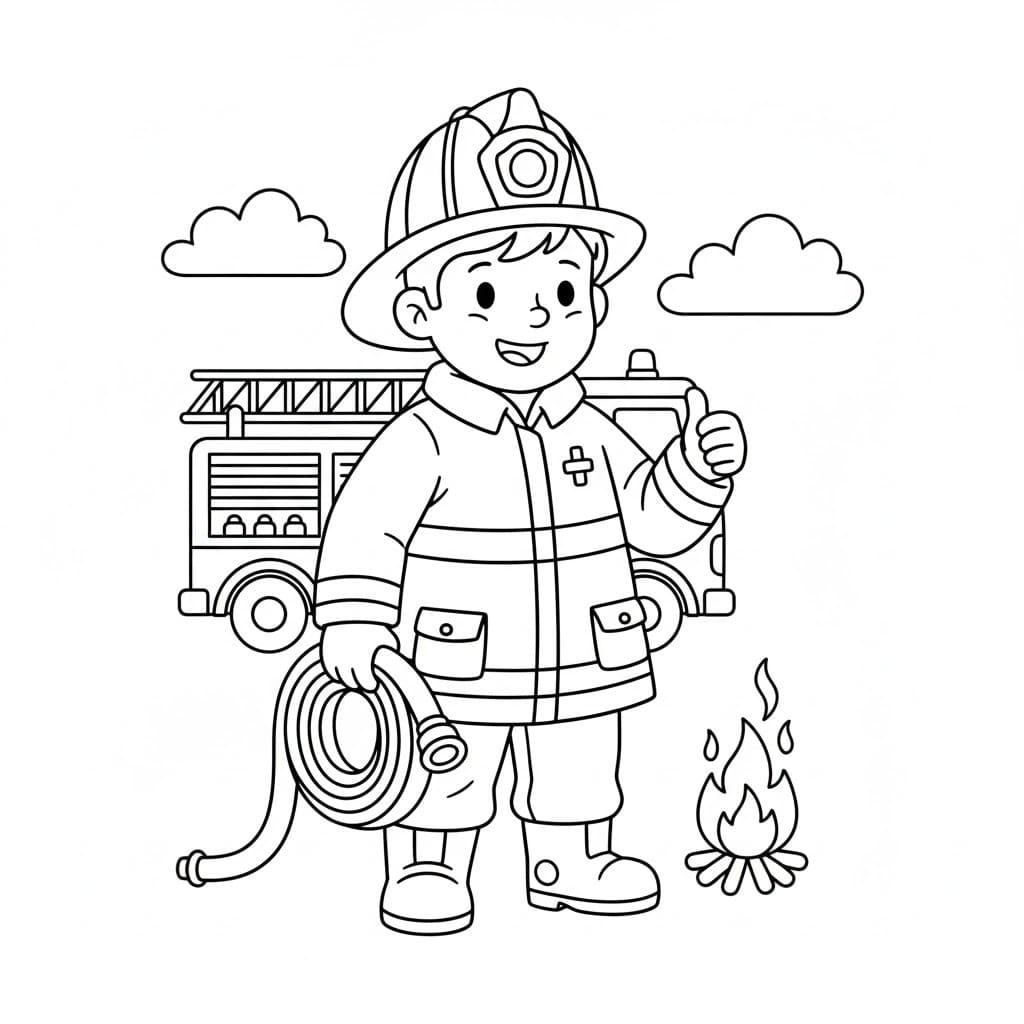 Kolorowanka Strażak bezpłatny wydruku