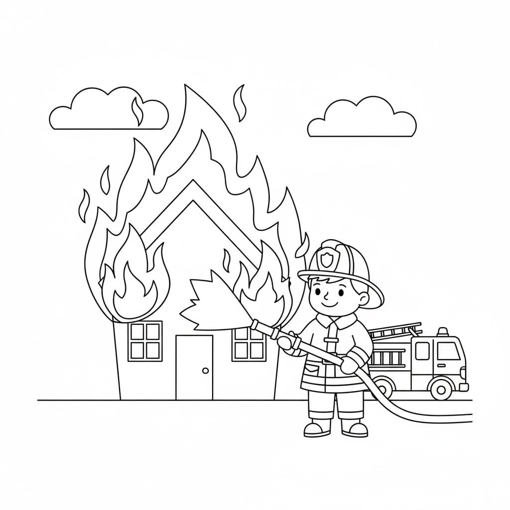 Kolorowanka Strażak bezpłatny