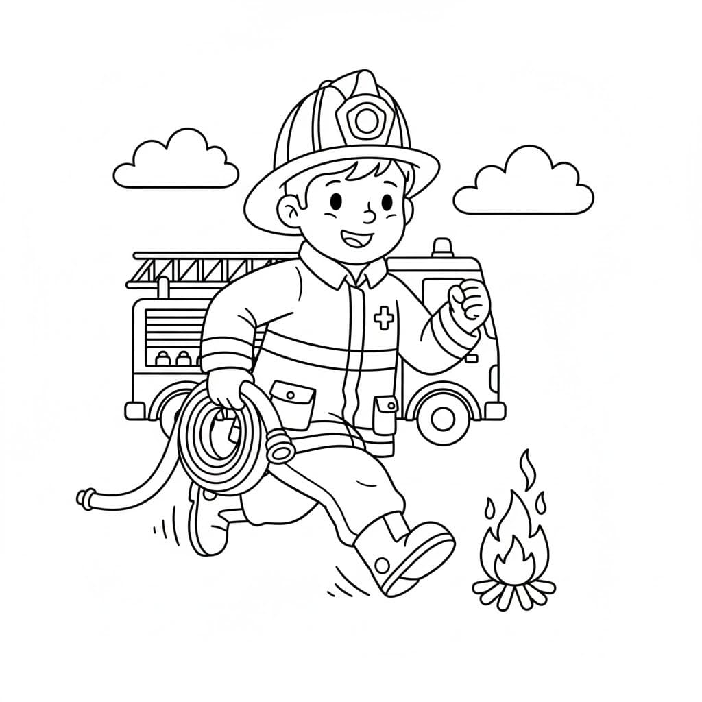 Kolorowanka Strażak wydruku
