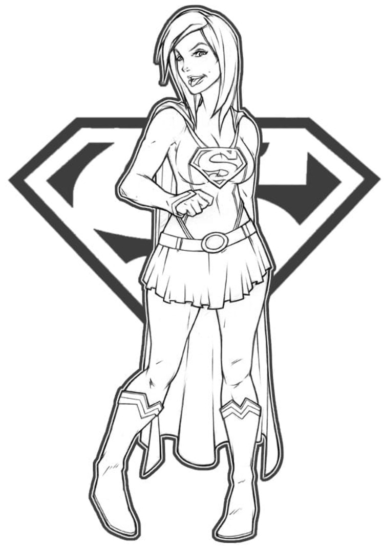 Kolorowanka Supergirl do druku dla dzieci