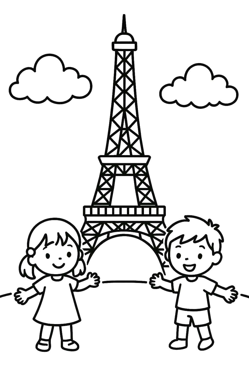 Kolorowanka Wieża Eiffla bezpłatny łatwy