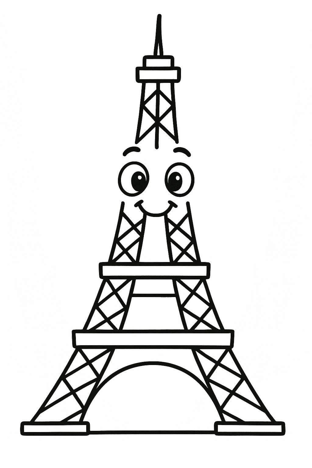 Kolorowanka Wieża Eiffla bezpłatny wydruku łatwy