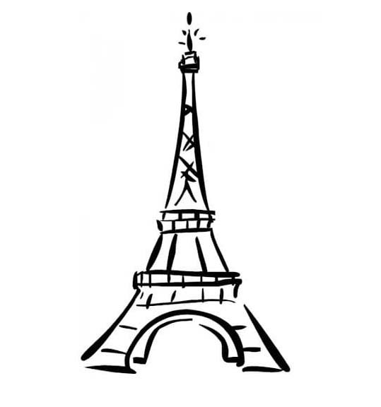 Kolorowanka Wieża Eiffla wydruku dla dzieci
