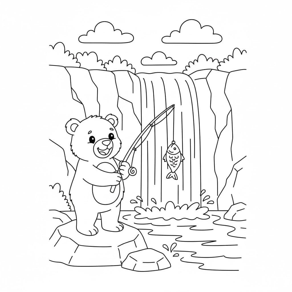 Kolorowanka Wodospad bezpłatnie łatwy