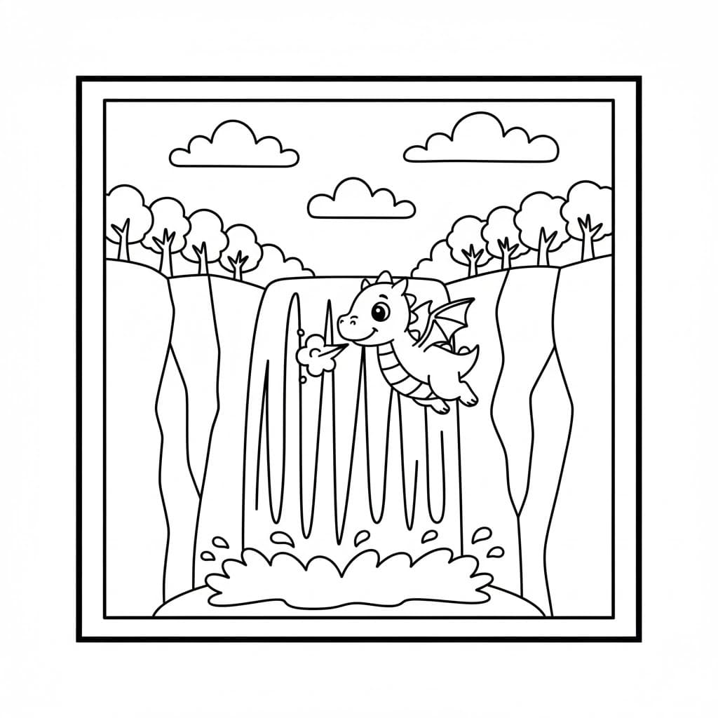 Kolorowanka Wodospad podstawowy do druku