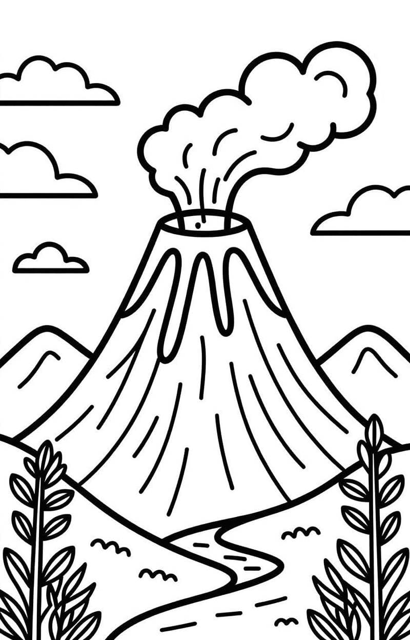 Kolorowanka Wulkan bezpłatna podstawowy