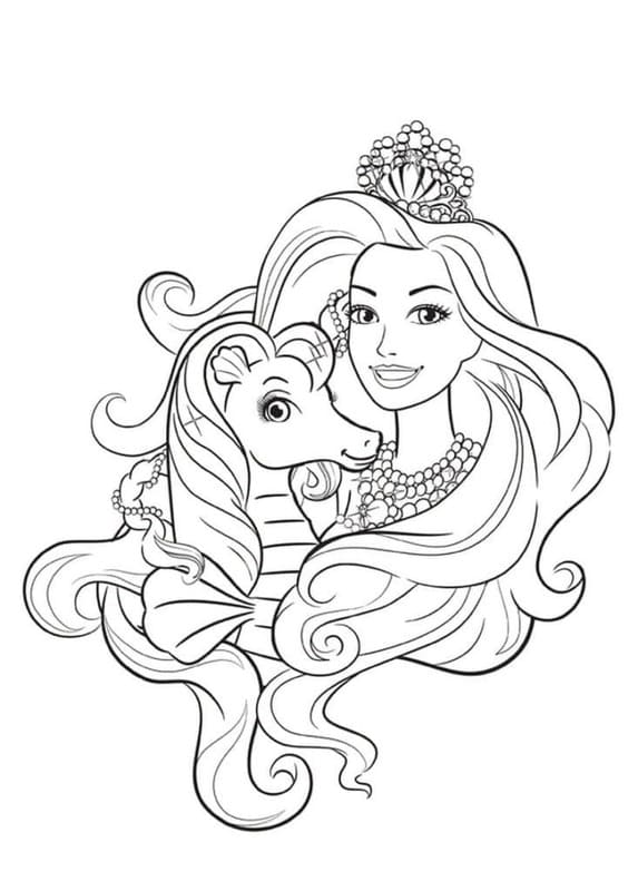 Kolorowanka Barbie Syrenka bezpłatny wydruku