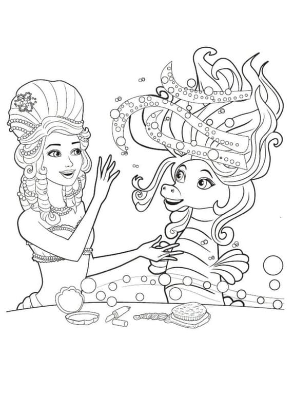Kolorowanka Barbie Syrenka wydruku łatwy