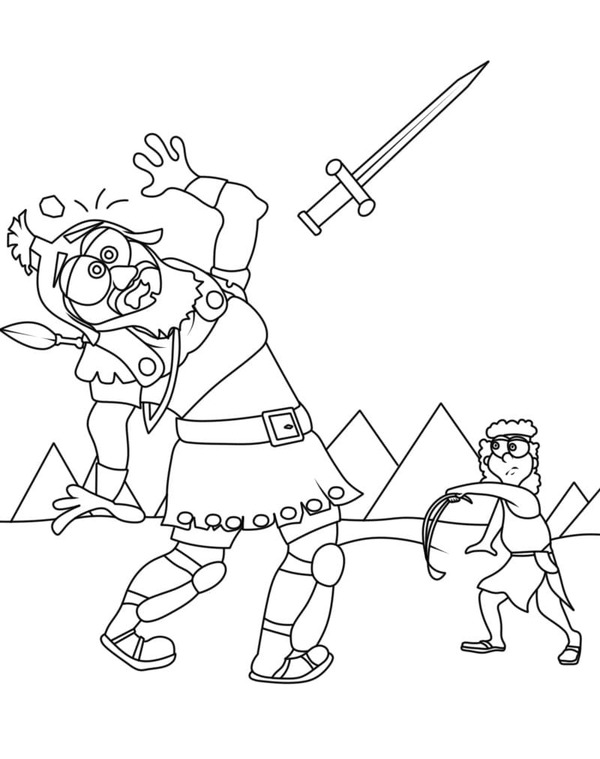 Kolorowanka Dawid i Goliat bezpłatny dla dzieci
