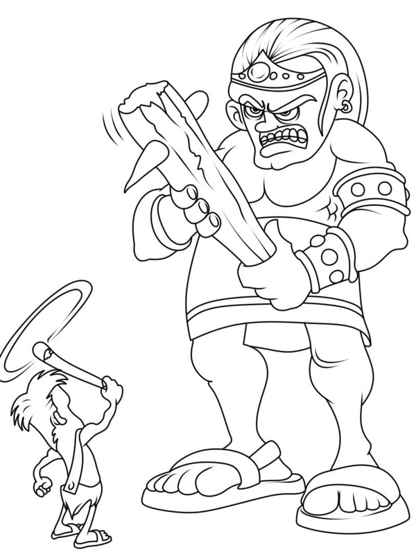 Kolorowanka Dawid i Goliat bezpłatny prosty