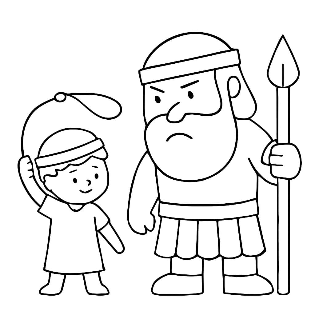 Kolorowanka Dawid i Goliat bezpłatny wydruku