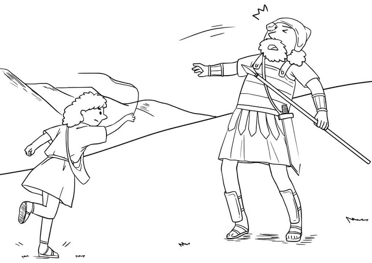 Kolorowanka Dawid i Goliat wydruku prosty