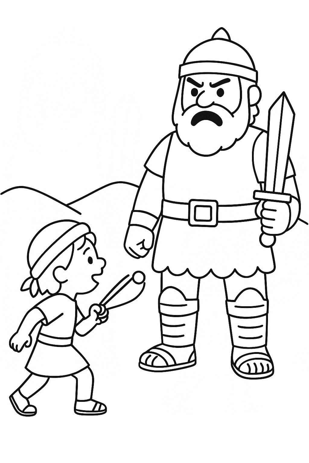 Kolorowanka Dawid i Goliat wydruku