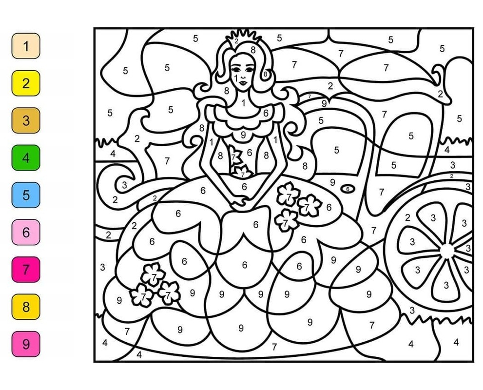 Kolorowanka Księżniczka Kolorowanie Według Numerów dla dzieci