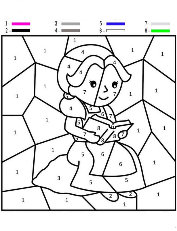 Kolorowanka Księżniczka Kolorowanie Według Numerów łatwy