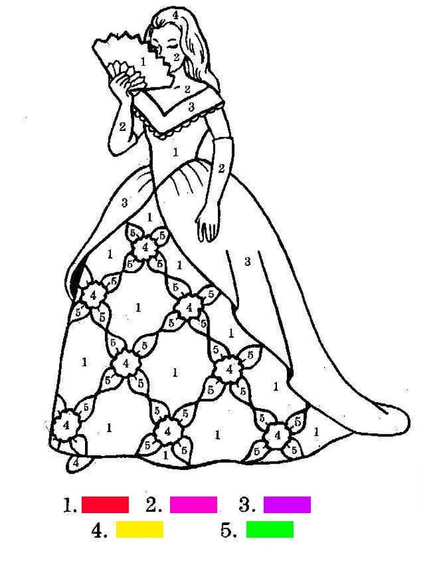 Kolorowanka Księżniczka Kolorowanie Według Numerów u dzieci