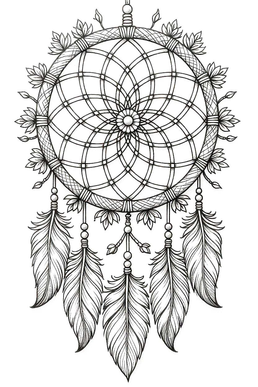 Kolorowanka Łapacz Snów bezpłatny wydruku dla dzieci