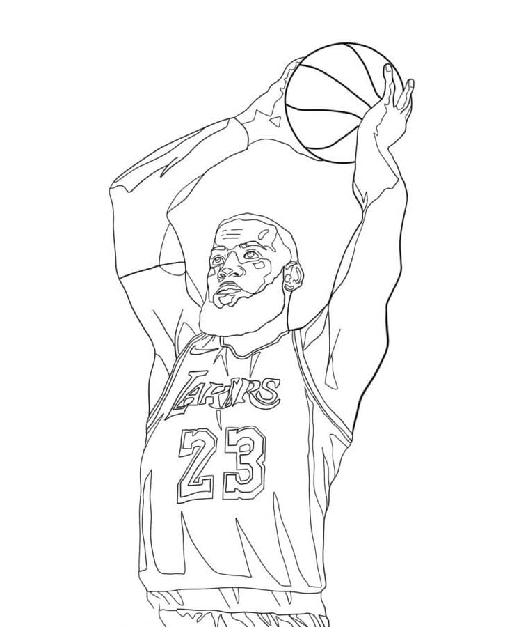 Kolorowanka LeBron James wydruku dla dzieci