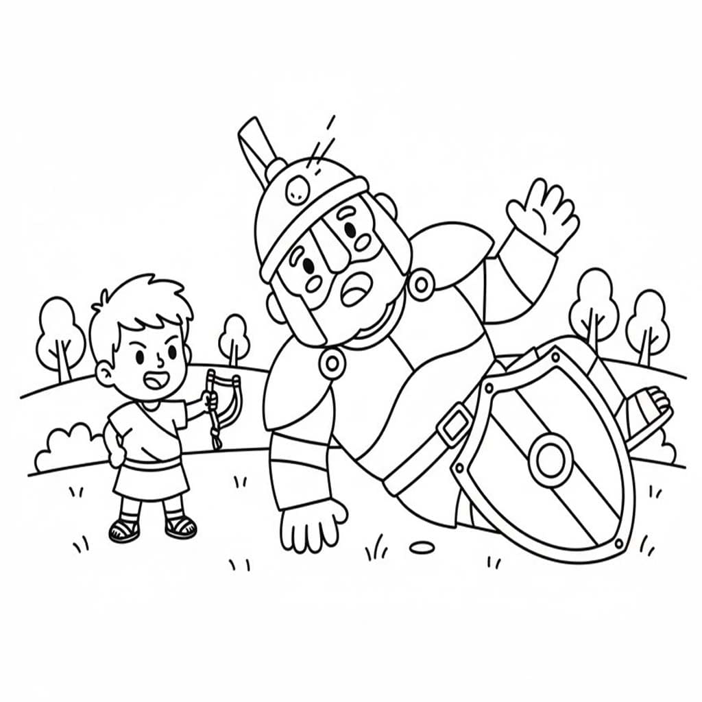 Kolorowanka Narysuj Dawid i Goliat 5