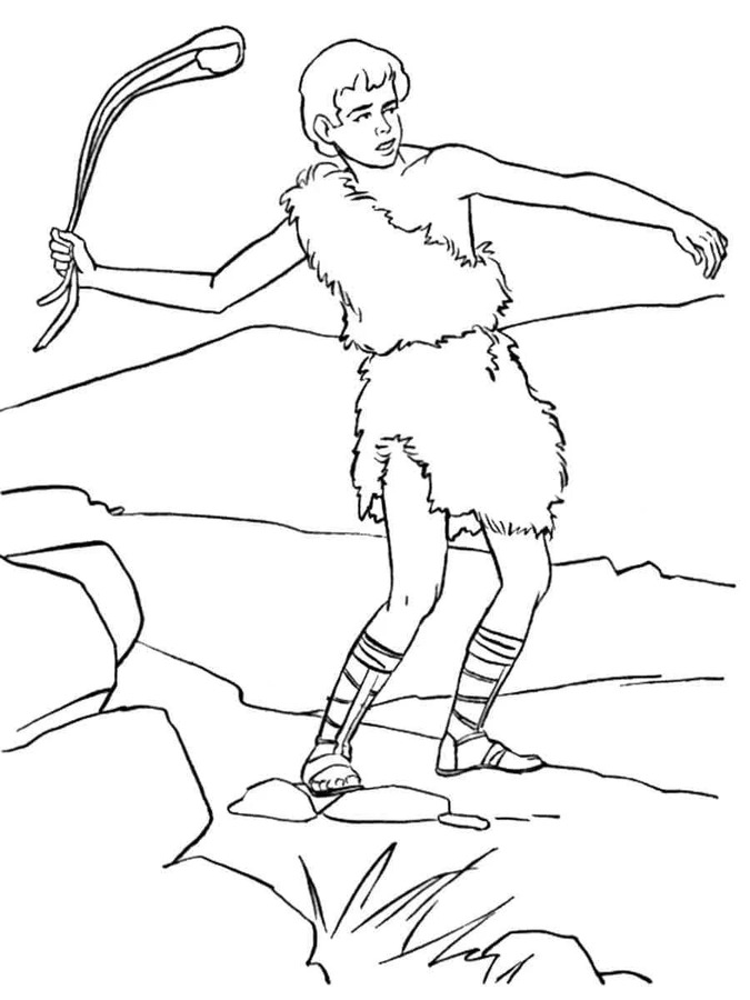 Kolorowanka Narysuj Dawid i Goliat bezpłatny łatwy
