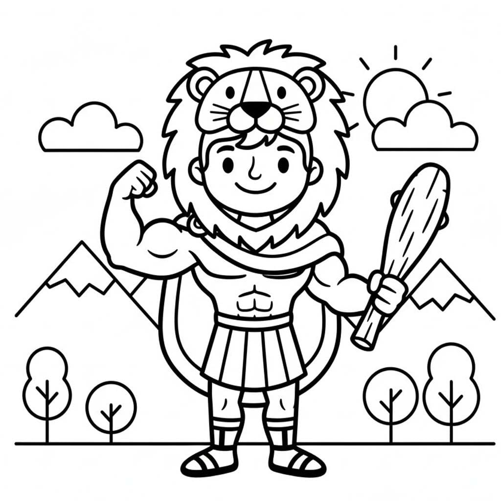 Kolorowanka Narysuj Herkules bezpłatny wydruku prosty