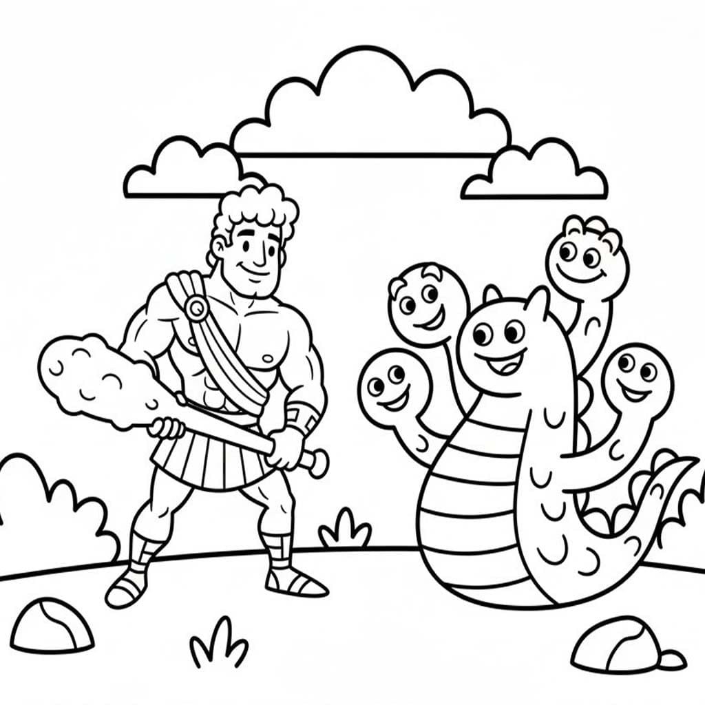 Kolorowanka Narysuj Herkules wydruku prosty