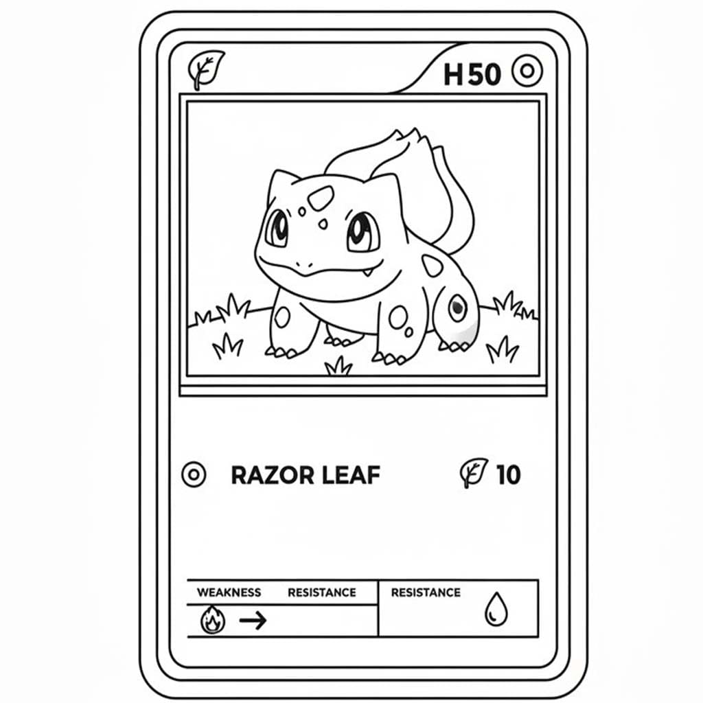 Kolorowanka Narysuj Karta Pokemon Bulbasaur