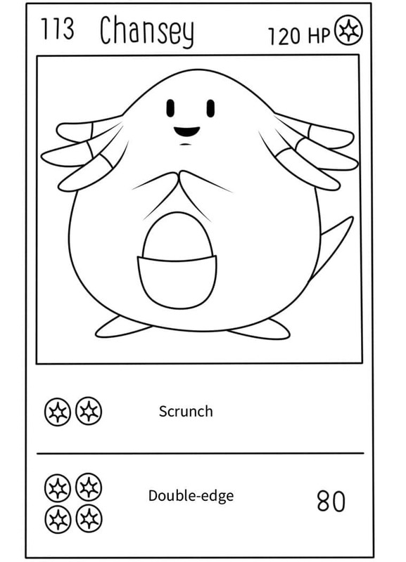 Kolorowanka Narysuj Karta Pokemon Chansey