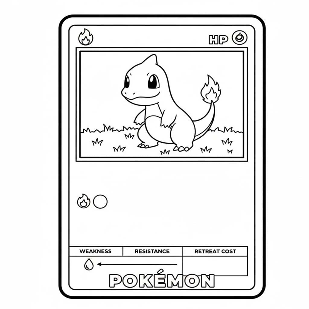 Kolorowanka Narysuj Karta Pokemon Charmander