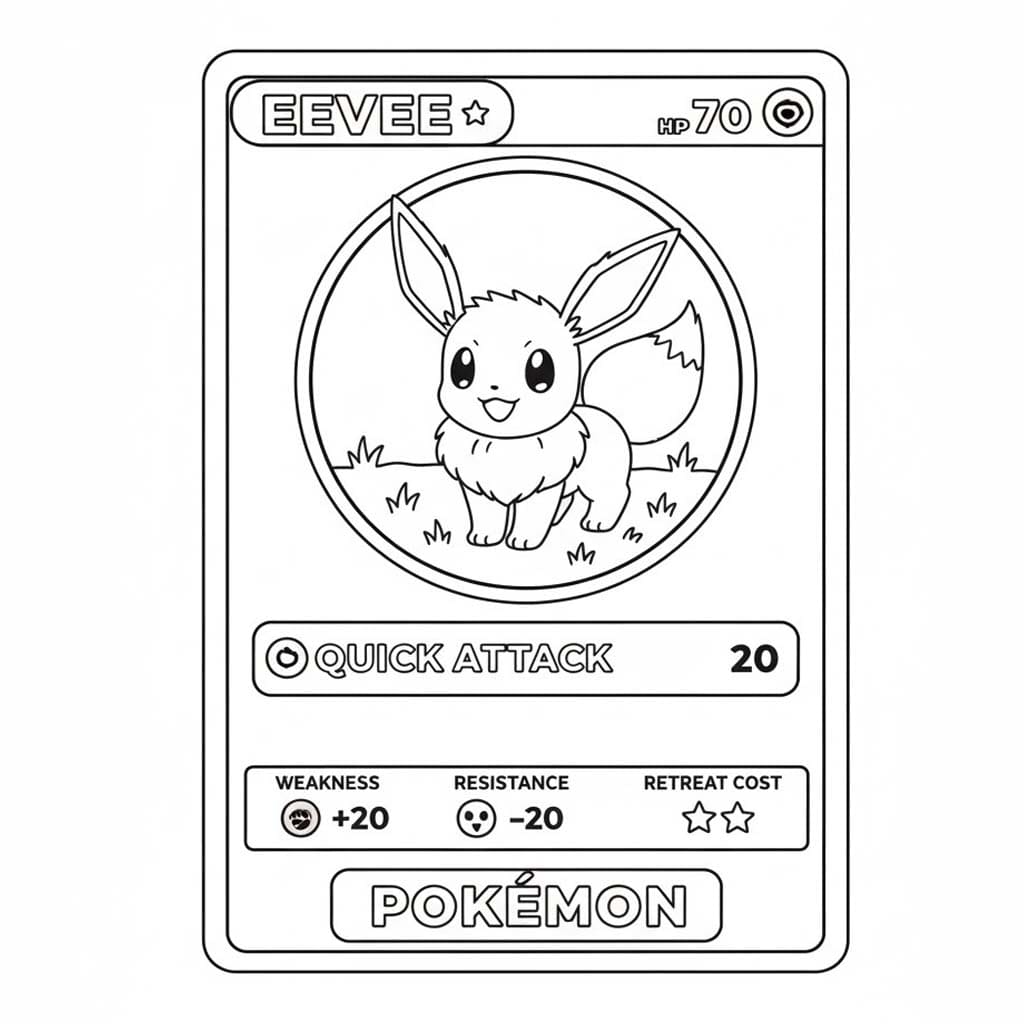 Kolorowanka Narysuj Karta Pokemon Eevee