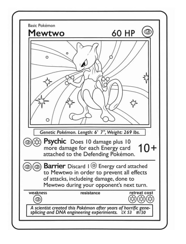 Kolorowanka Narysuj Karta Pokemon Mewtwo