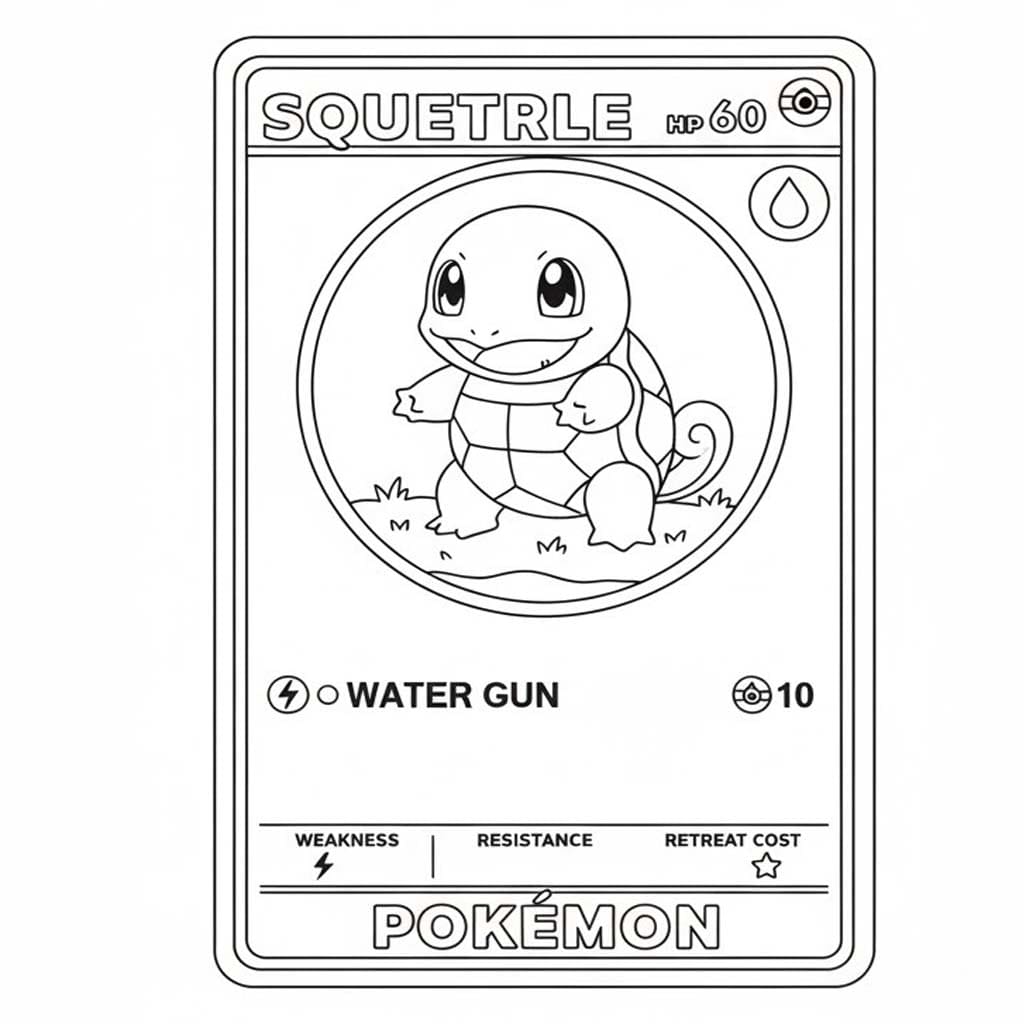 Kolorowanka Narysuj Karta Pokemon Squirtle