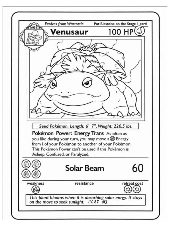Kolorowanka Narysuj Karta Pokemon Venusaur