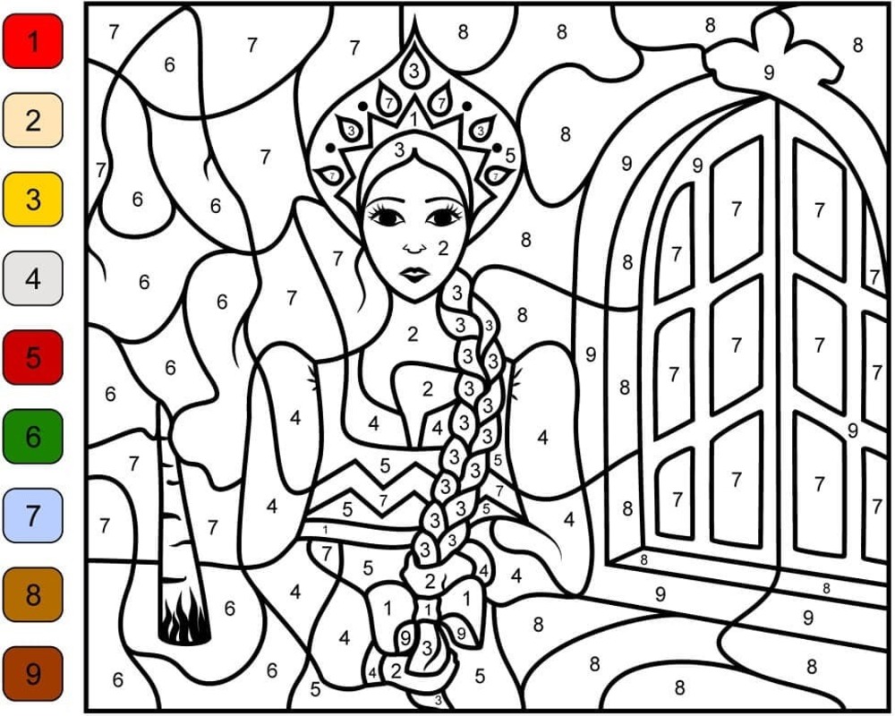 Kolorowanka Narysuj Księżniczka Kolorowanie Według Numerów