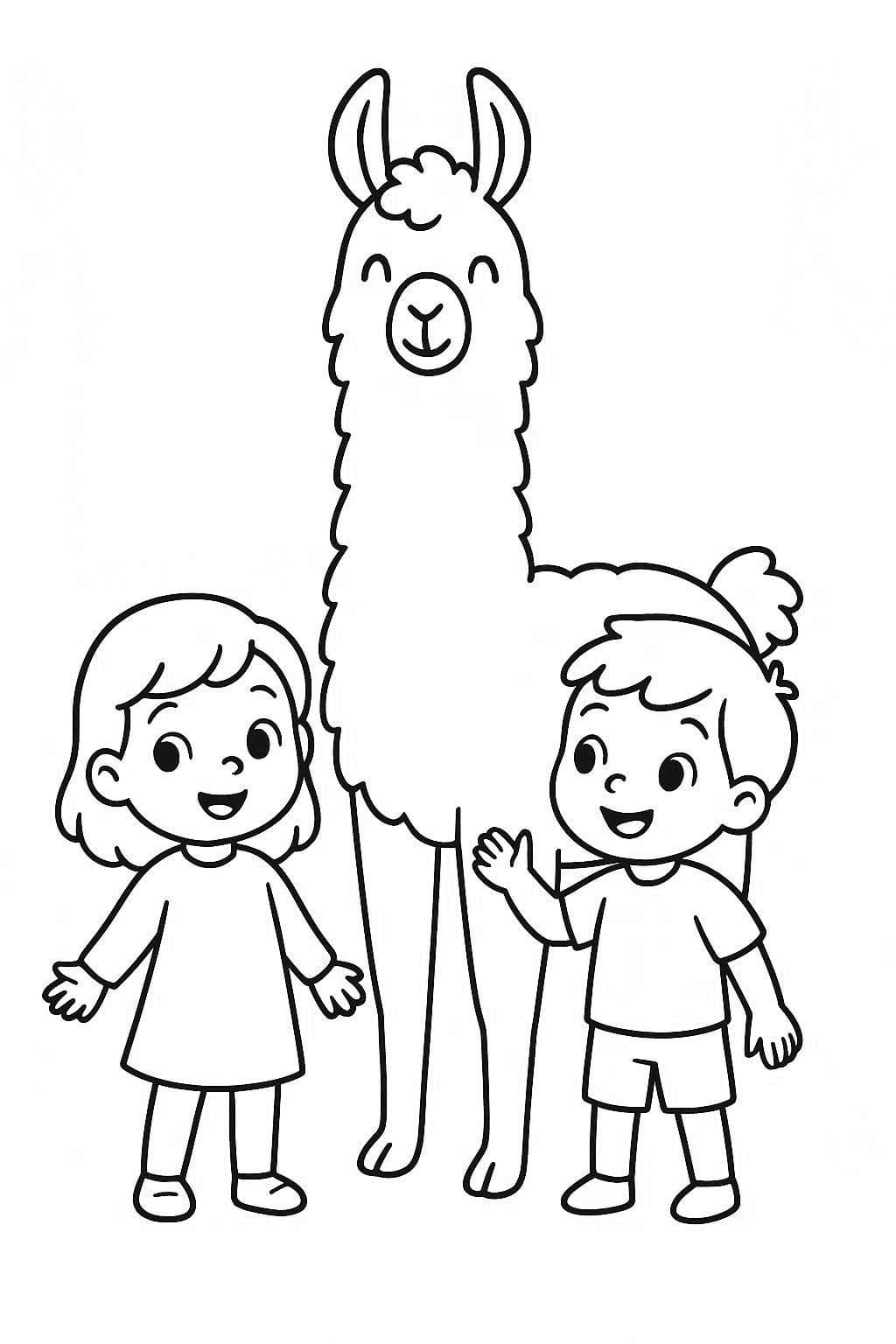 Kolorowanka Narysuj Lama bezpłatny wydruku łatwy