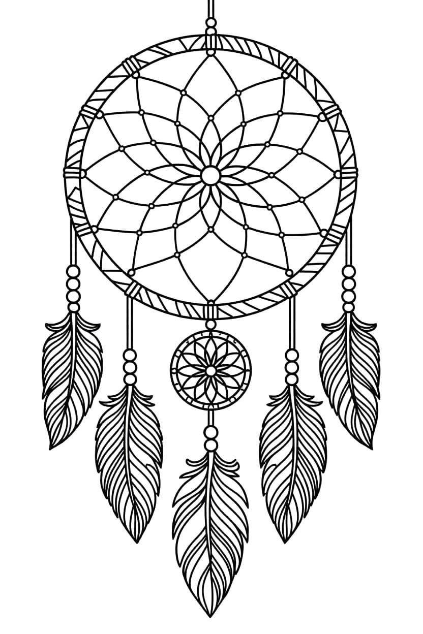 Kolorowanka Narysuj Łapacz Snów bezpłatny łatwy