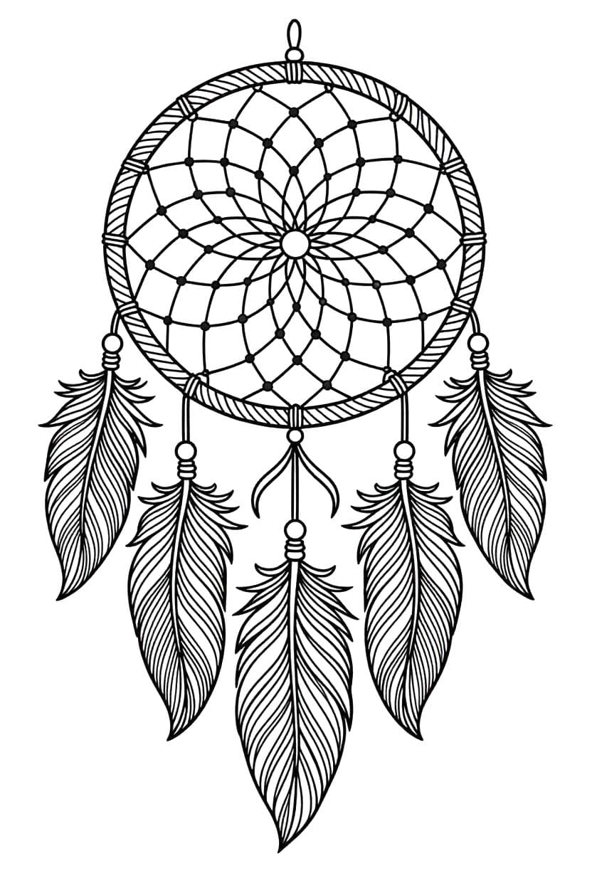 Kolorowanka Narysuj Łapacz Snów bezpłatny wydruku łatwy