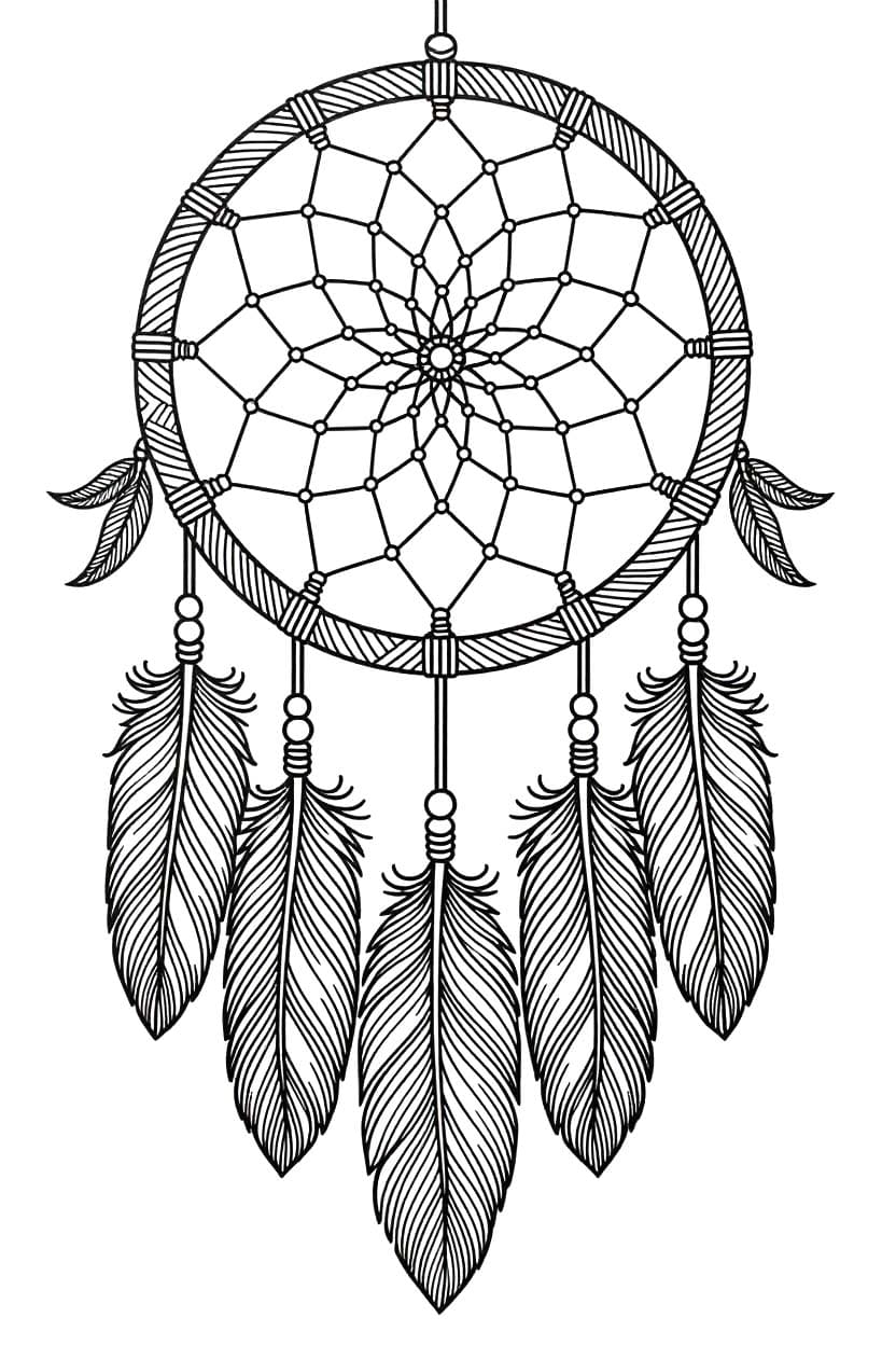 Kolorowanka Narysuj Łapacz Snów bezpłatny wydruku podstawowy