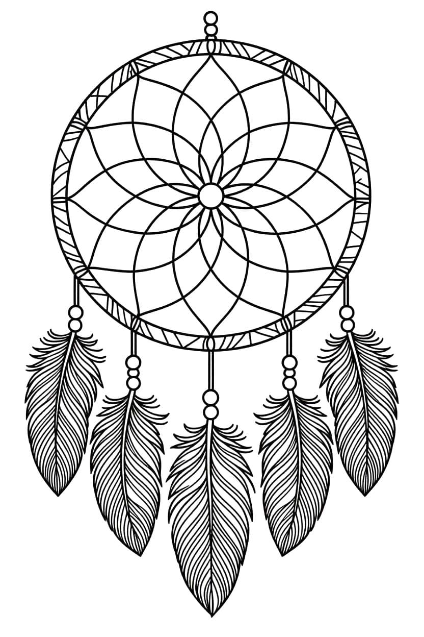 Kolorowanka Narysuj Łapacz Snów łatwy