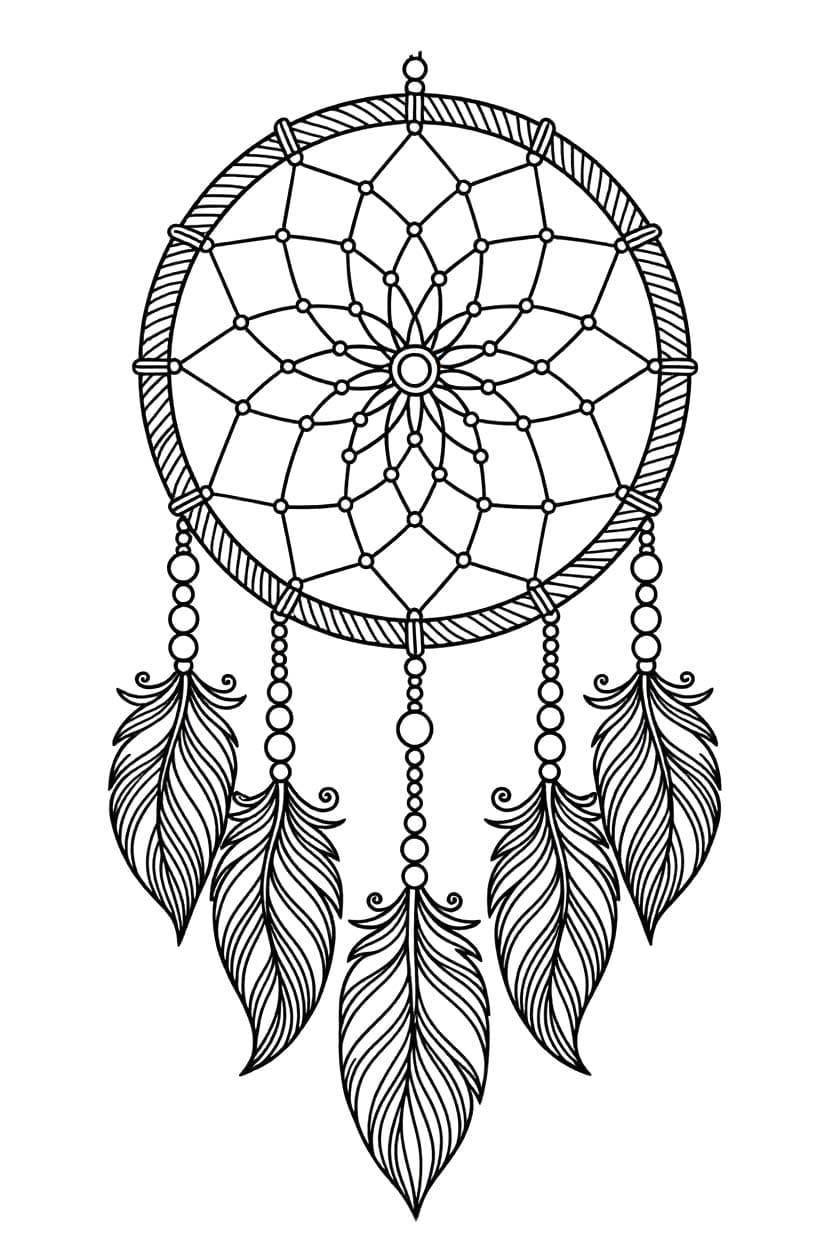 Kolorowanka Narysuj Łapacz Snów prosty