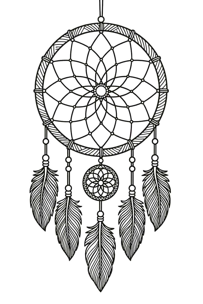 Kolorowanka Narysuj Łapacz Snów wydruku podstawowy