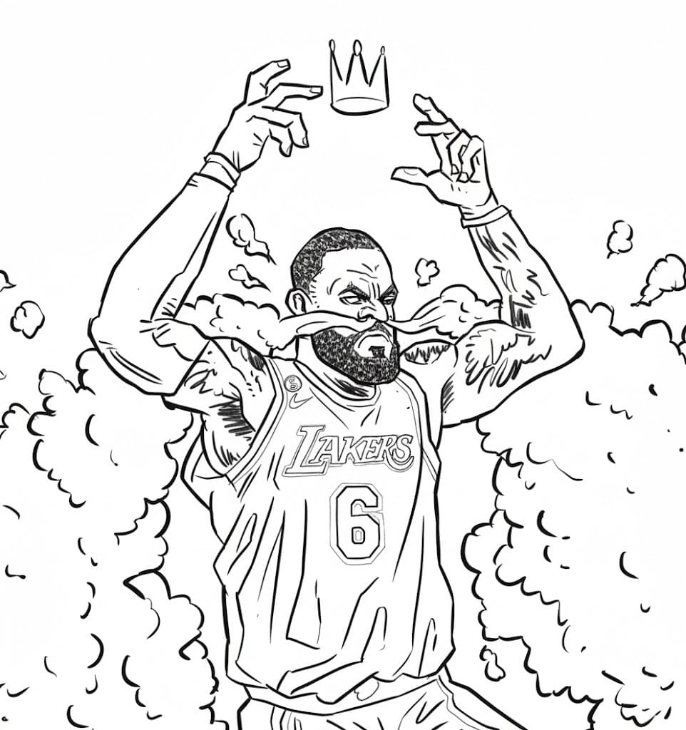 Kolorowanka Narysuj LeBron James bezpłatny wydruku łatwy