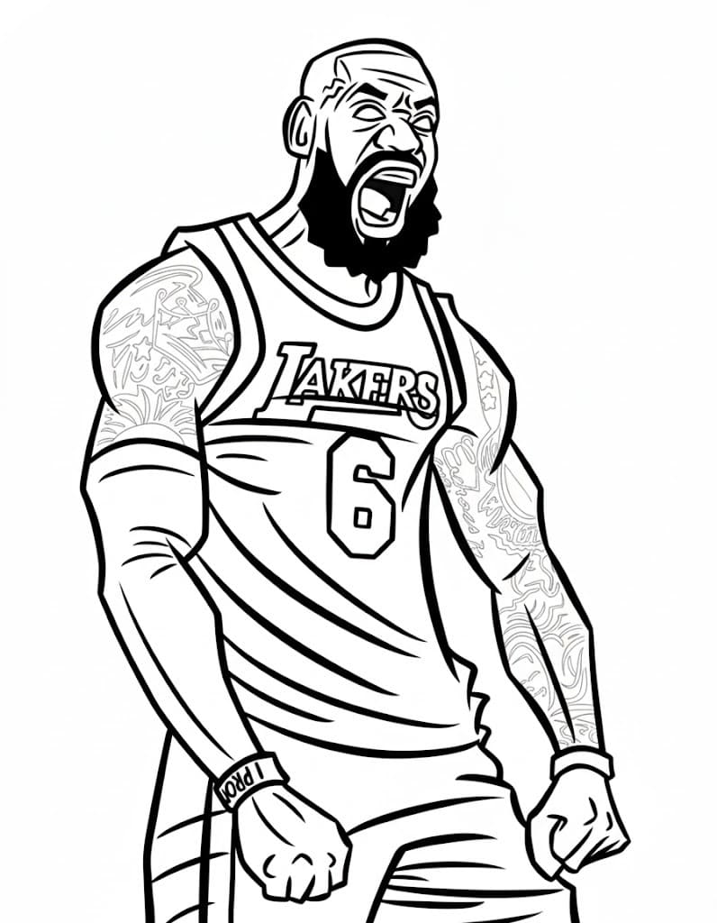 Kolorowanka Narysuj LeBron James bezpłatny wydruku prosty