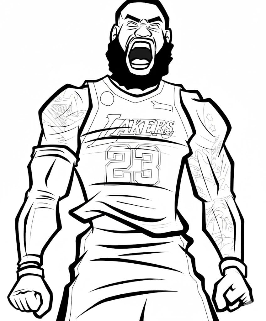 Kolorowanka Narysuj LeBron James wydruku łatwy