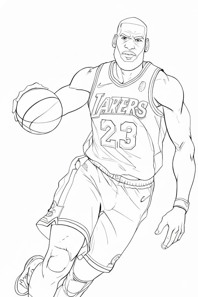 Kolorowanka Narysuj LeBron James wydruku podstawowy