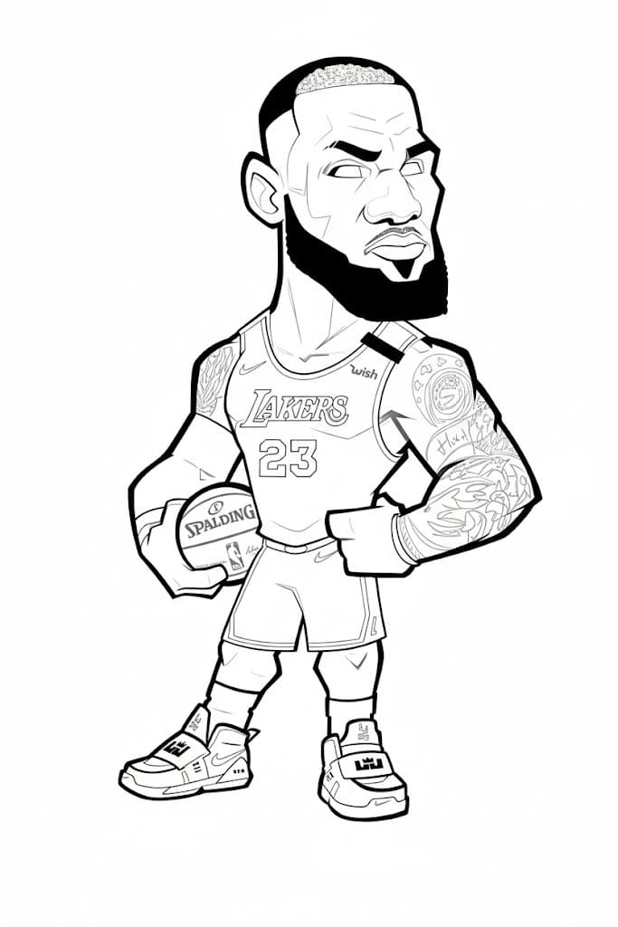 Kolorowanka Narysuj LeBron James wydruku prosty