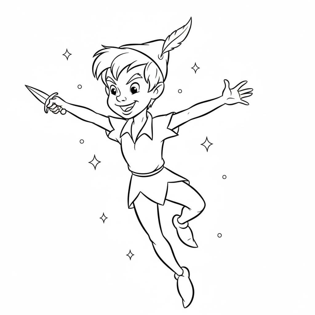 Kolorowanka Narysuj Piotruś Pan bezpłatny wydruku łatwy