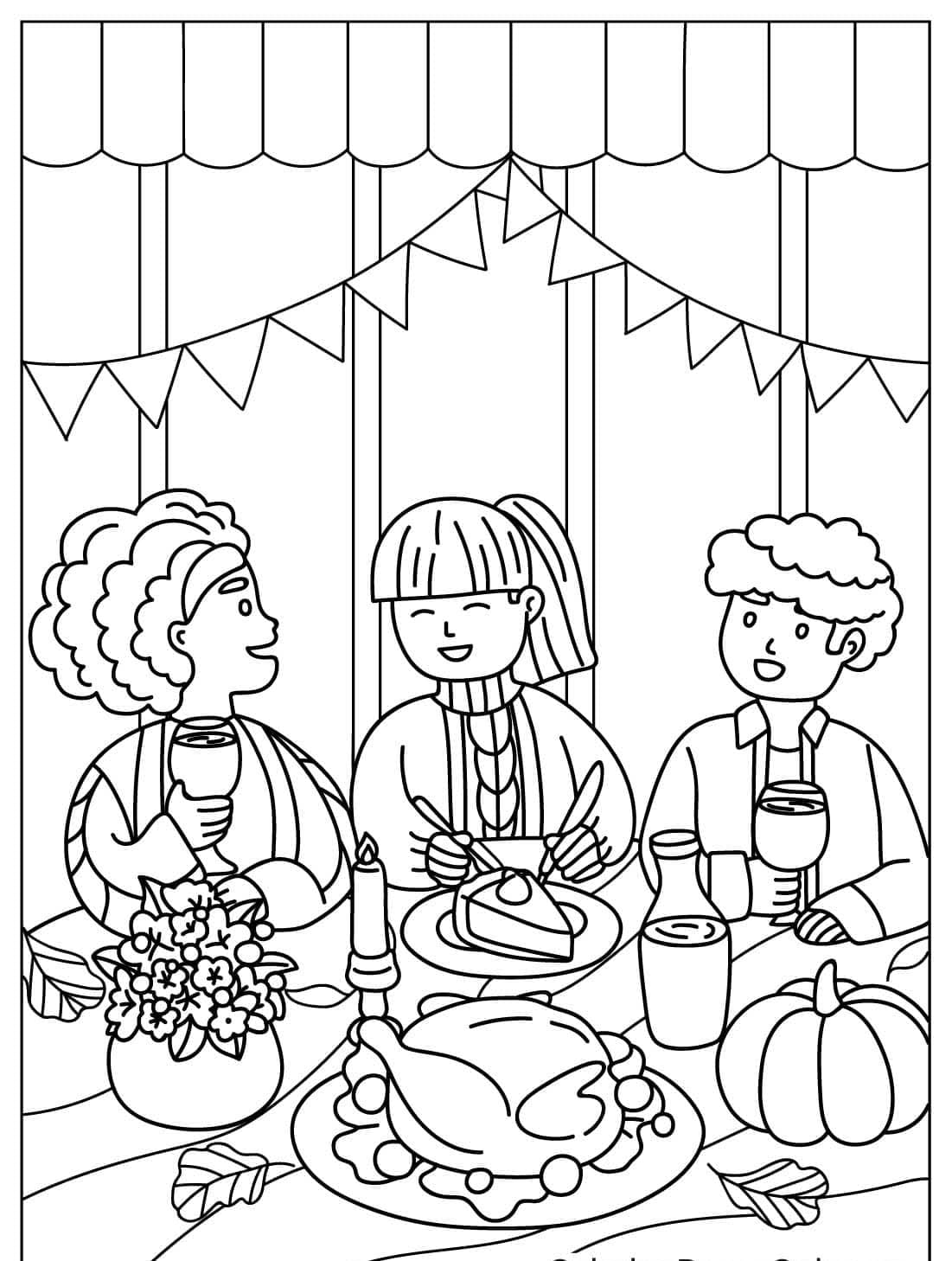 Kolorowanka Narysuj Święto Dziękczynienia bezpłatny dla dzieci