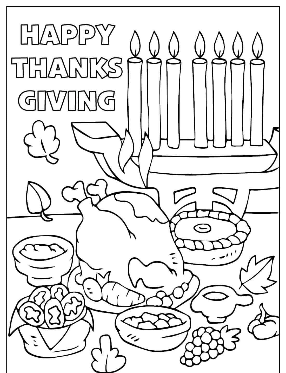 Kolorowanka Narysuj Święto Dziękczynienia bezpłatny