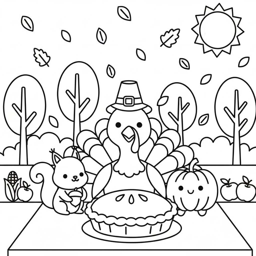Kolorowanka Narysuj Święto Dziękczynienia podstawowy